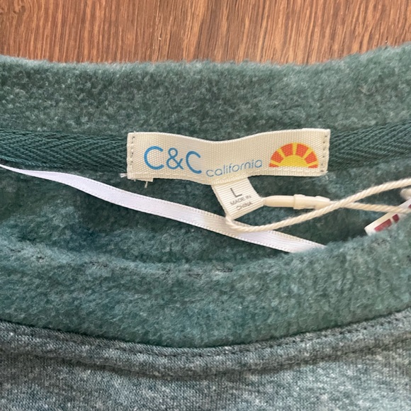C&C California Sea Moss Blue Green FA LA LA Long Sleeve Fleece Shirt Size L - Picture 3 of 7
